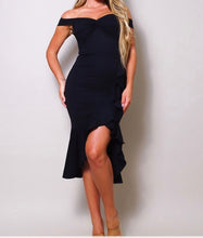 Load image into Gallery viewer, Shadowed Elegance Off-Shoulder Dress