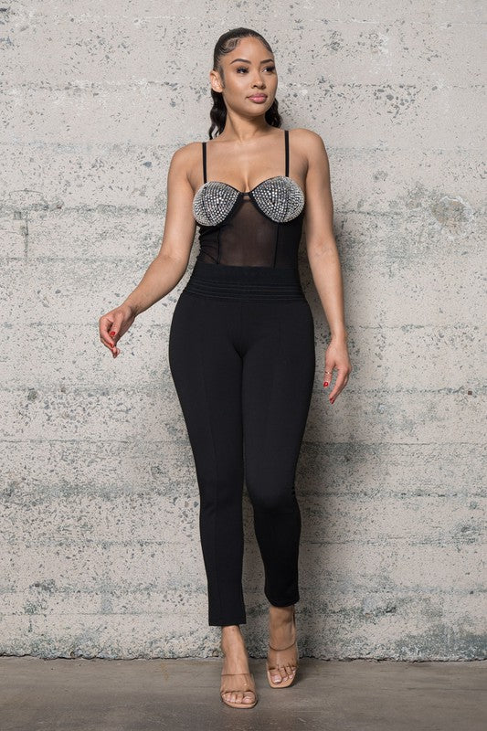 RHINESTONE MESH BODYSUIT