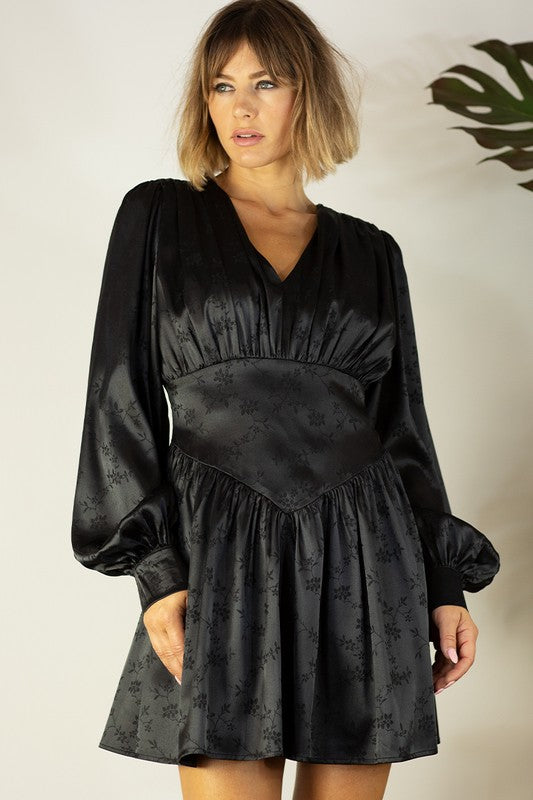 ONE TONE FLOWER MINI DRESS