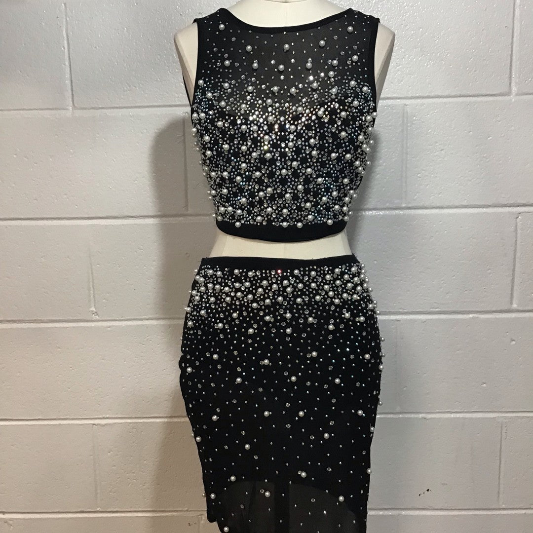 2 Piece Rhinestone Skirt Set