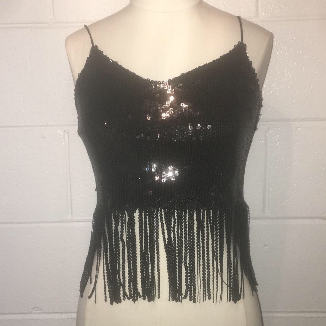 Black Sequence Tank Top