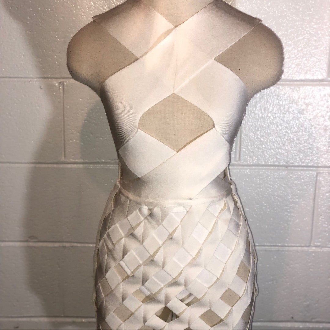 White netted bottom bandage dress