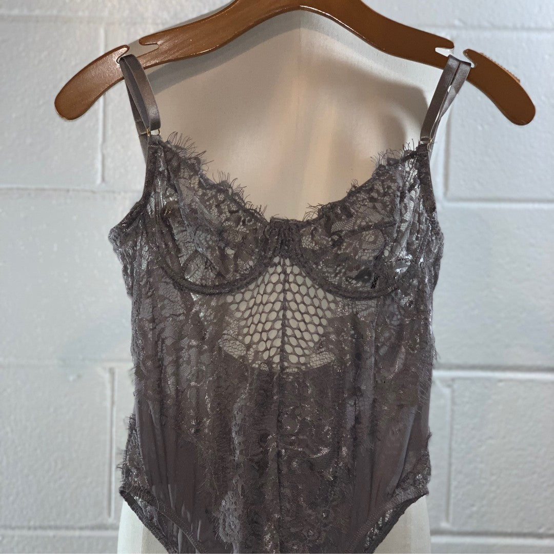 Grey Lace Bodysuit