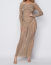 Mesh Nude Dress With Black Stones