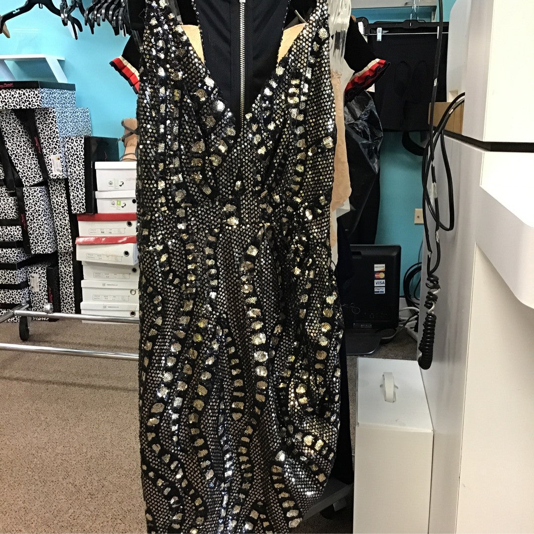 Black And Gold Sequin Dress