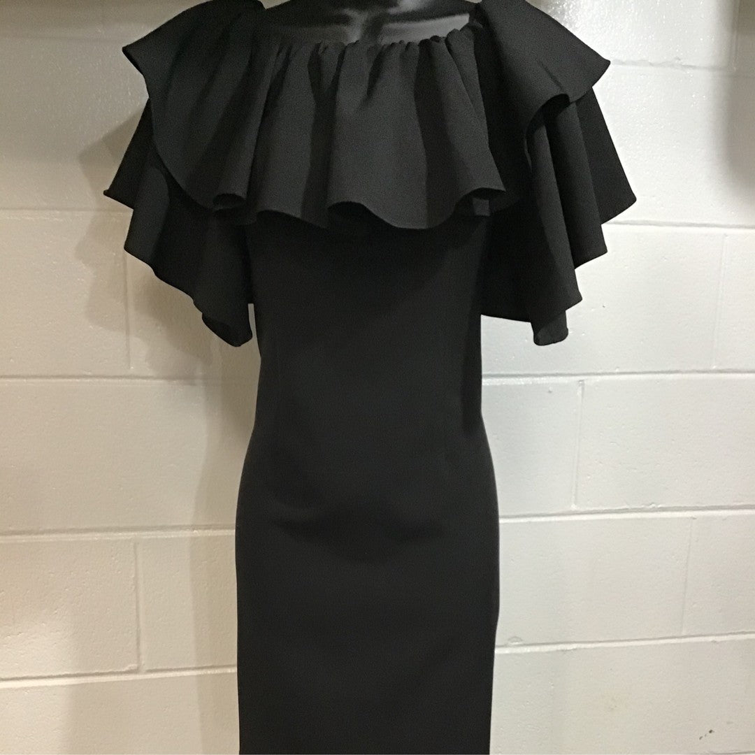 Black Off Shoulder Ruffle Dress