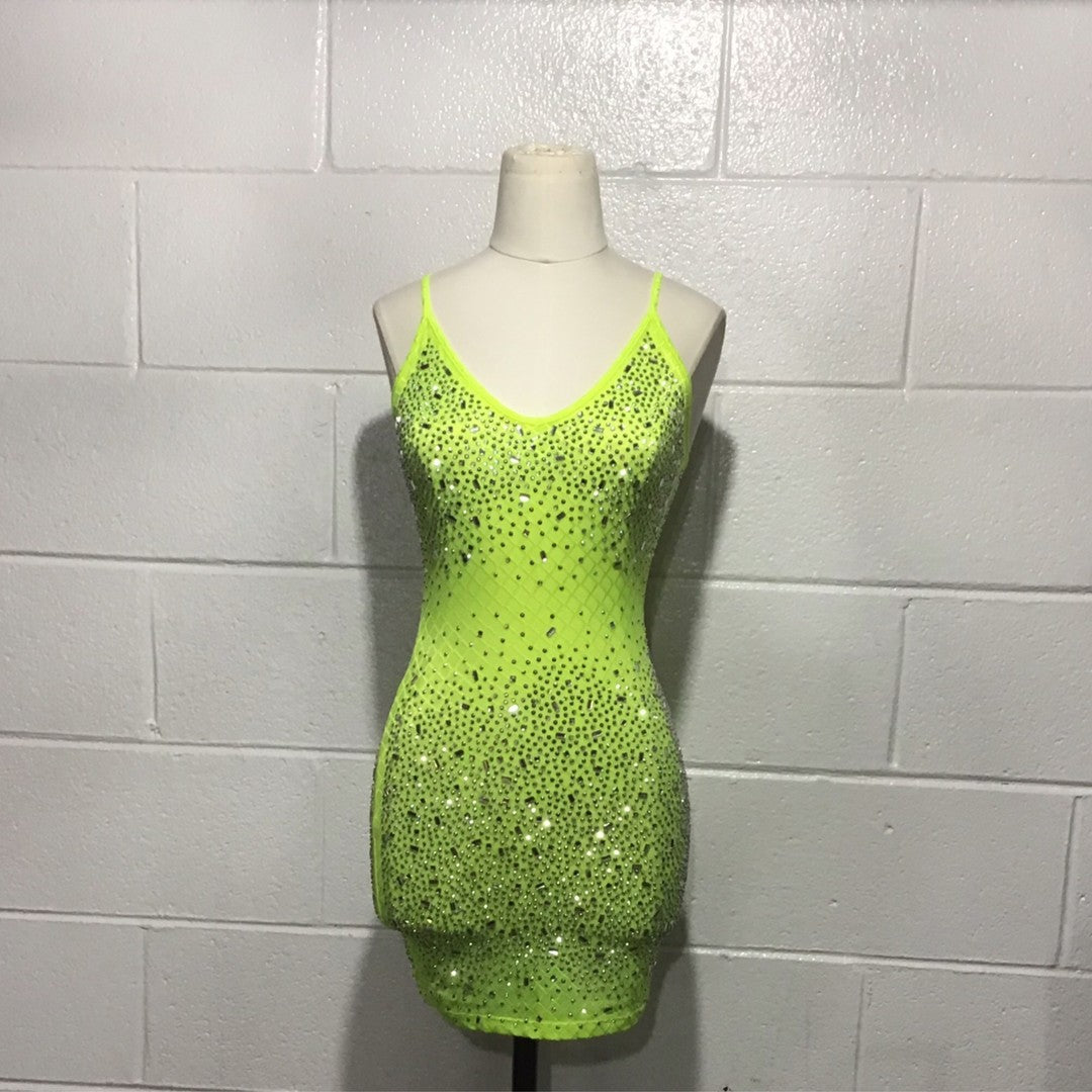 Lime Rhinestone Dress
