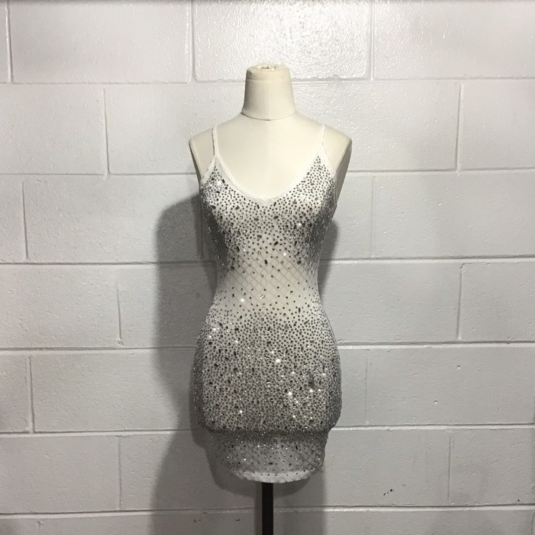 White Rhinestone Dress