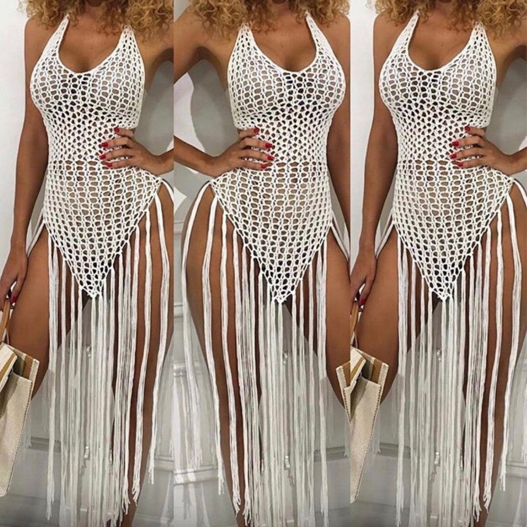 White Fringe Down Cover Up