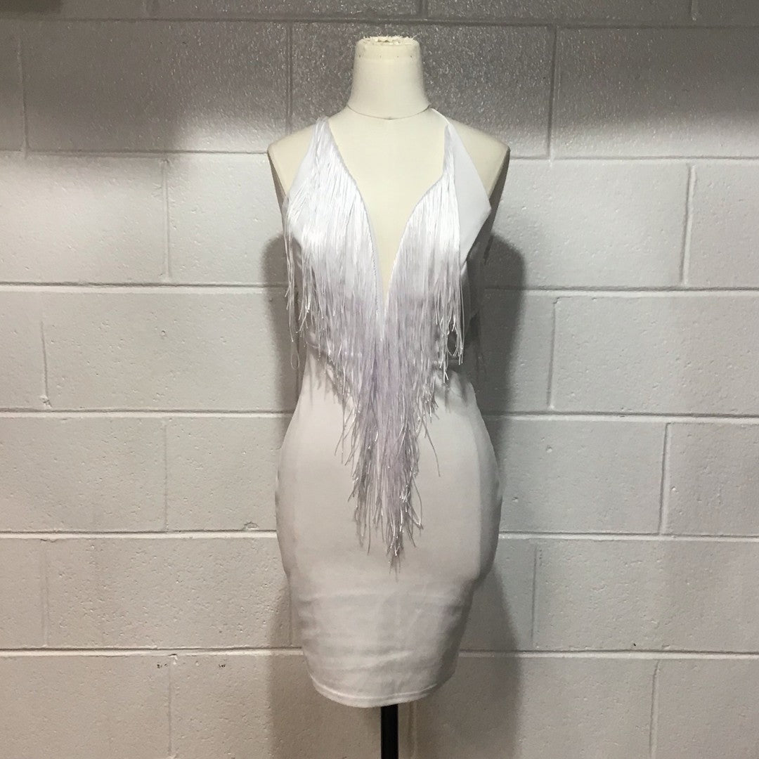 White Sequins Front Dress