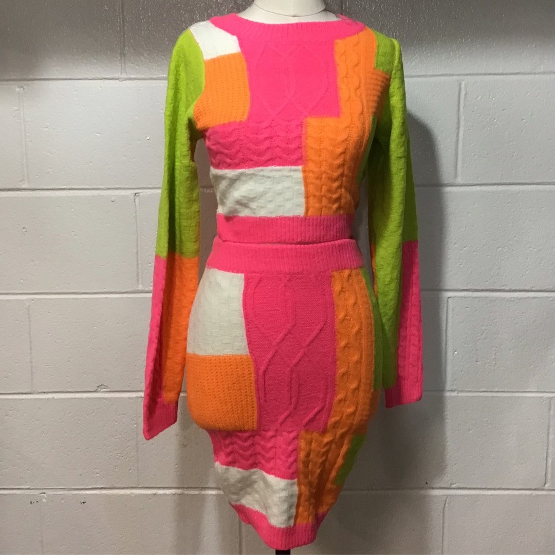 Knitted Color Block Set