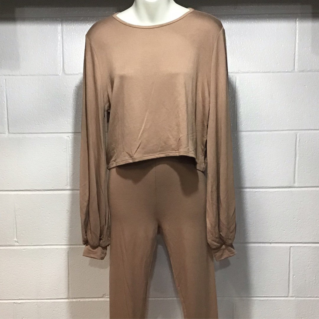 Tan Two-Piece Pant Set