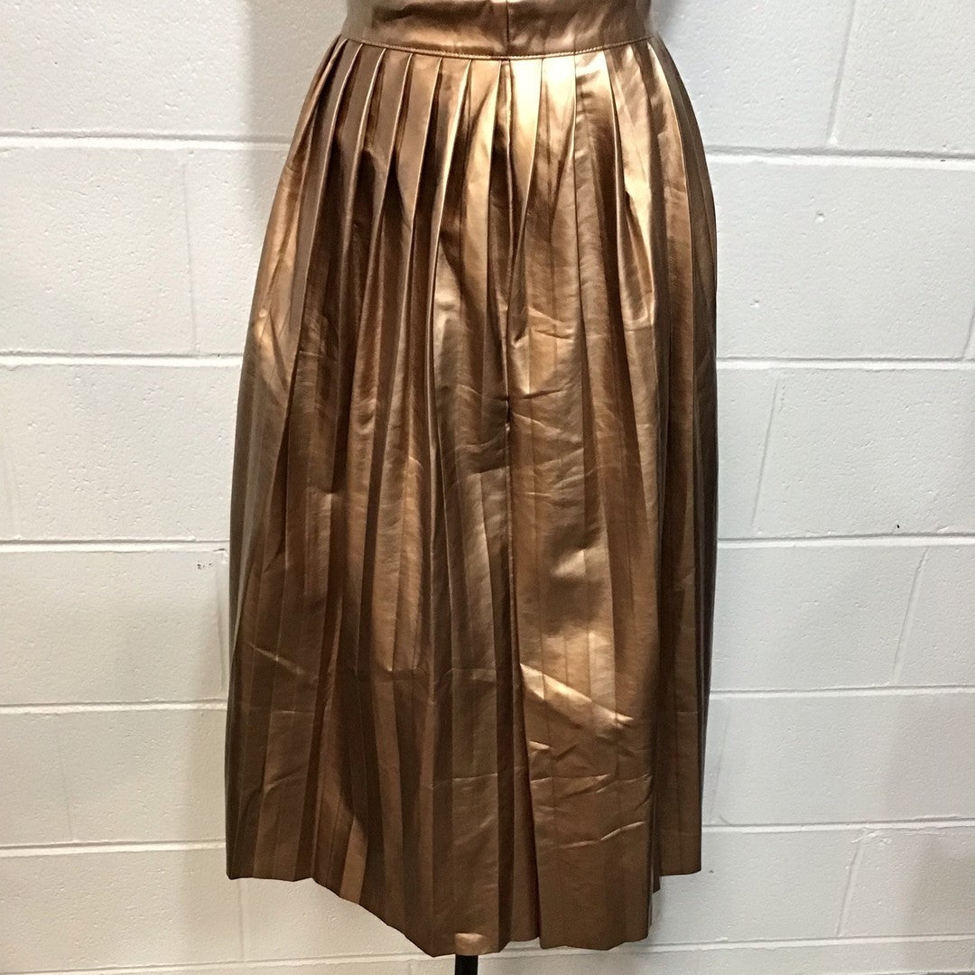 Pleated Faux Leather Skirt