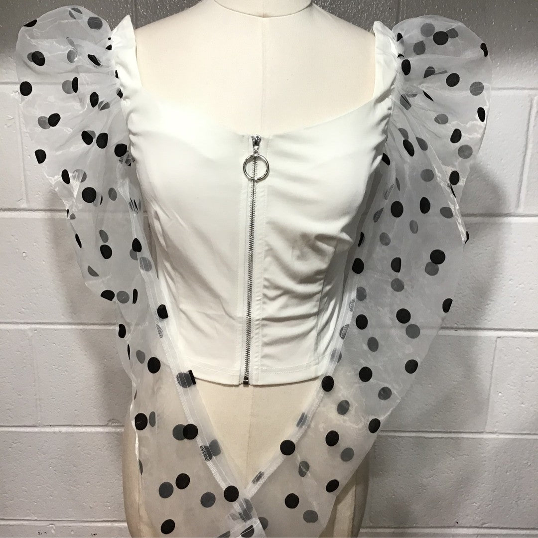 Polka Dot White Crop Top