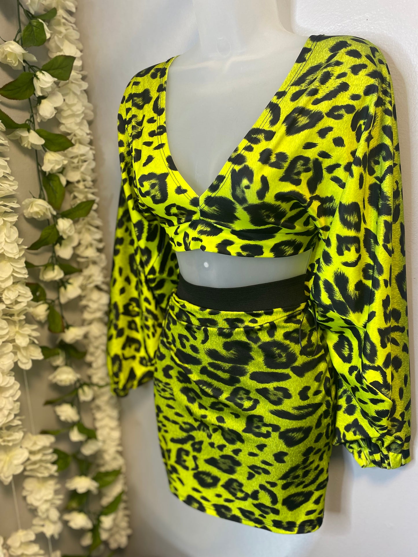Neon Leopard Mini Skirt Set