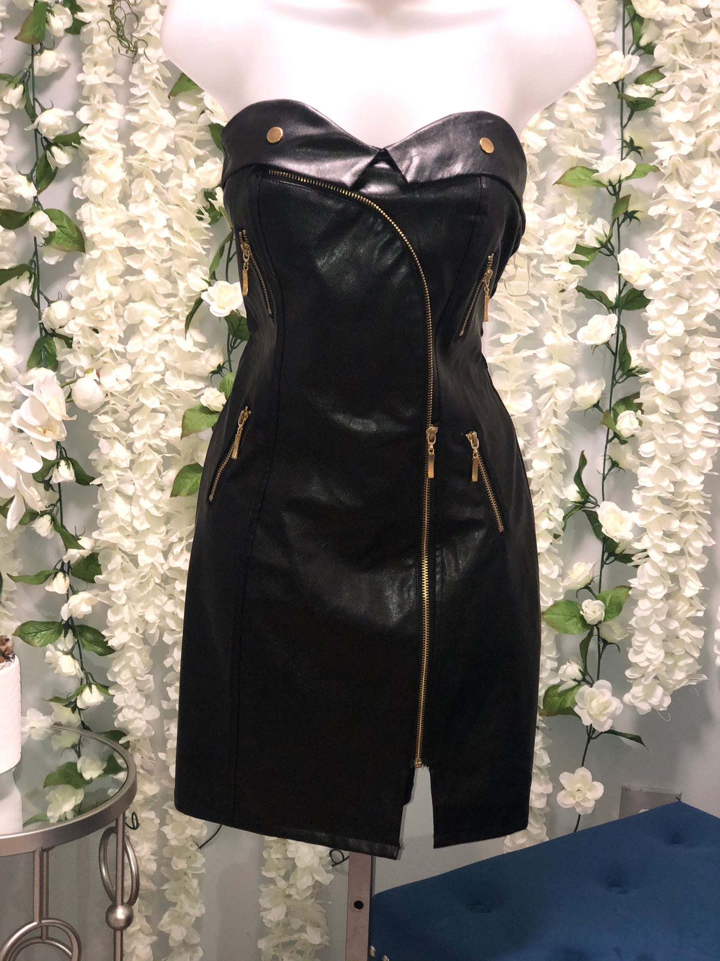 Leather zipper mini