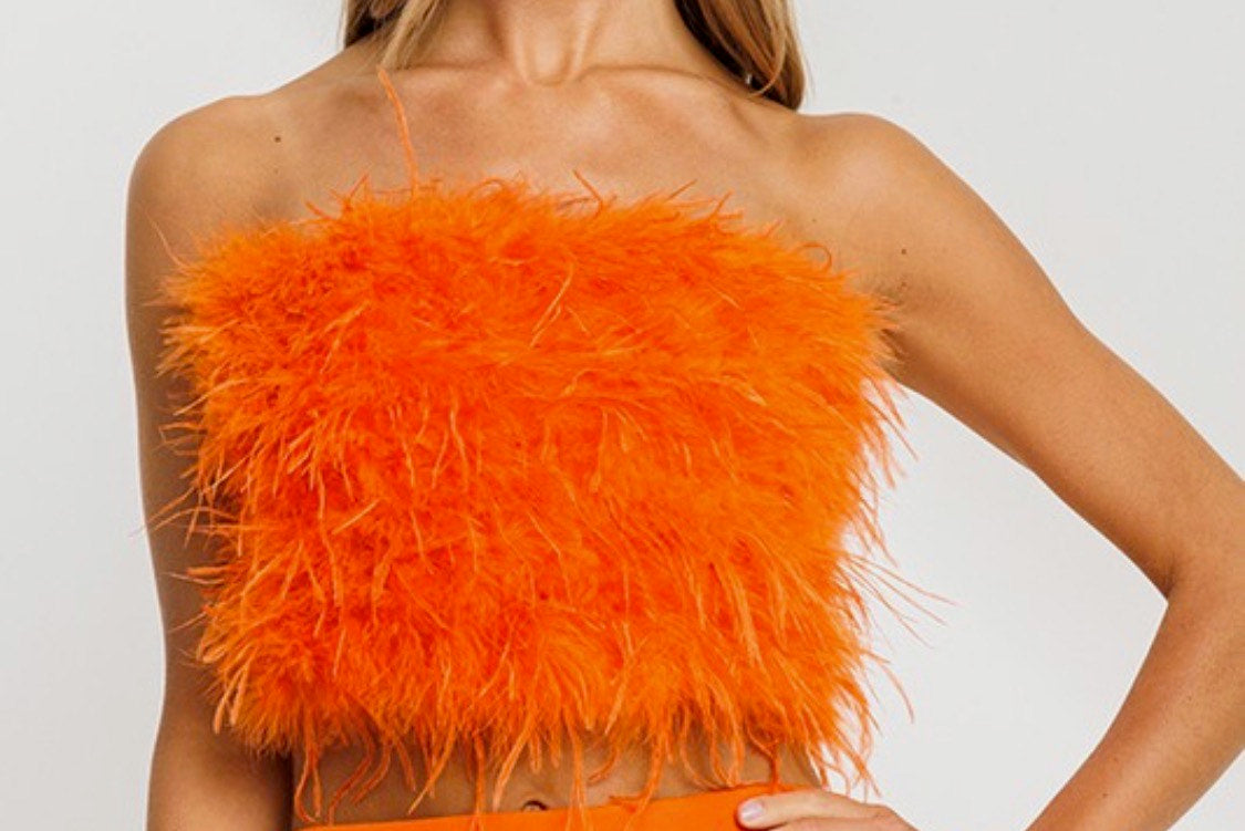 Orange Feather Me Top