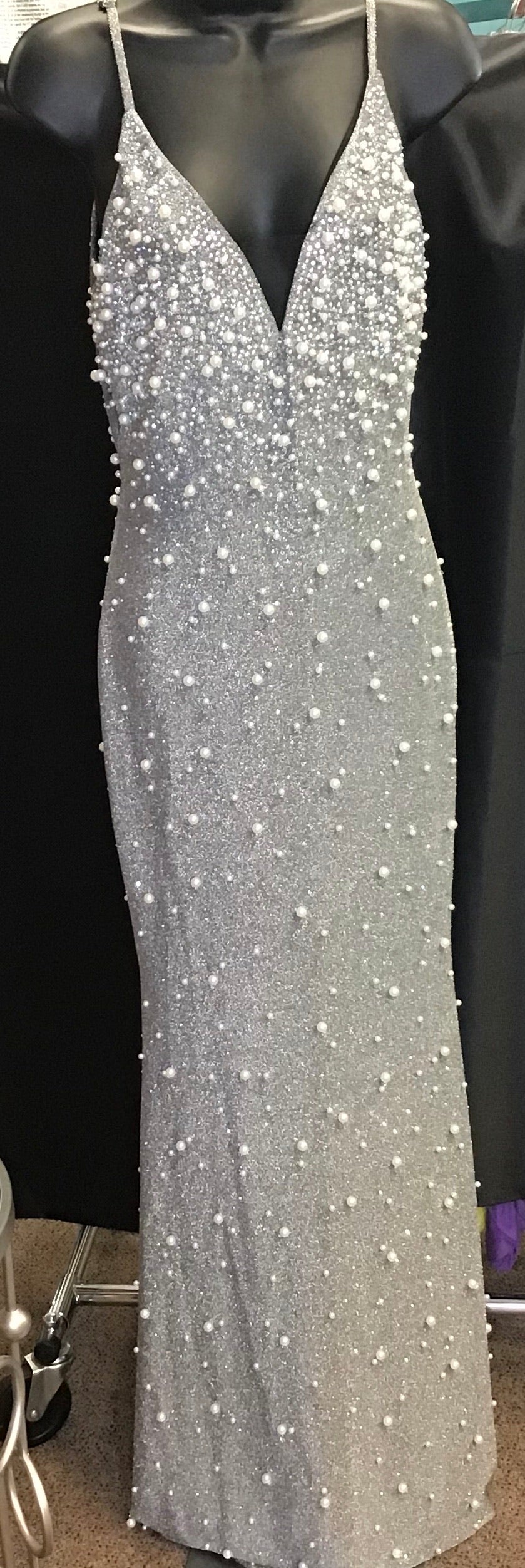 Gray Sequin Back out Dress