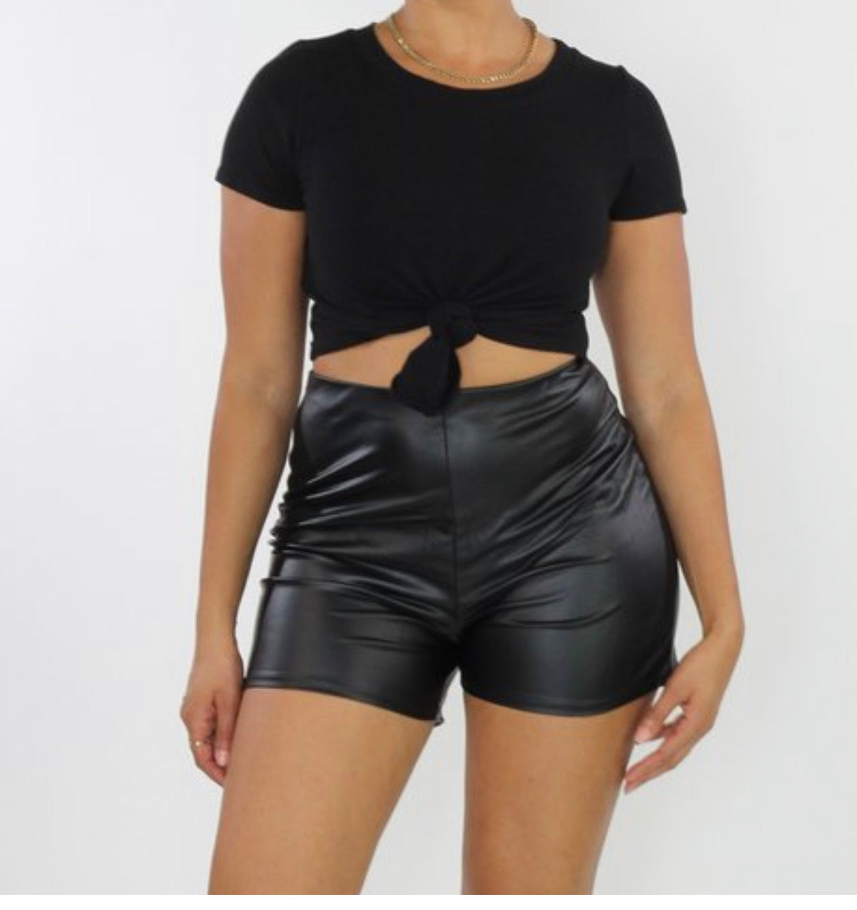 Faux Leather Biker Shorts