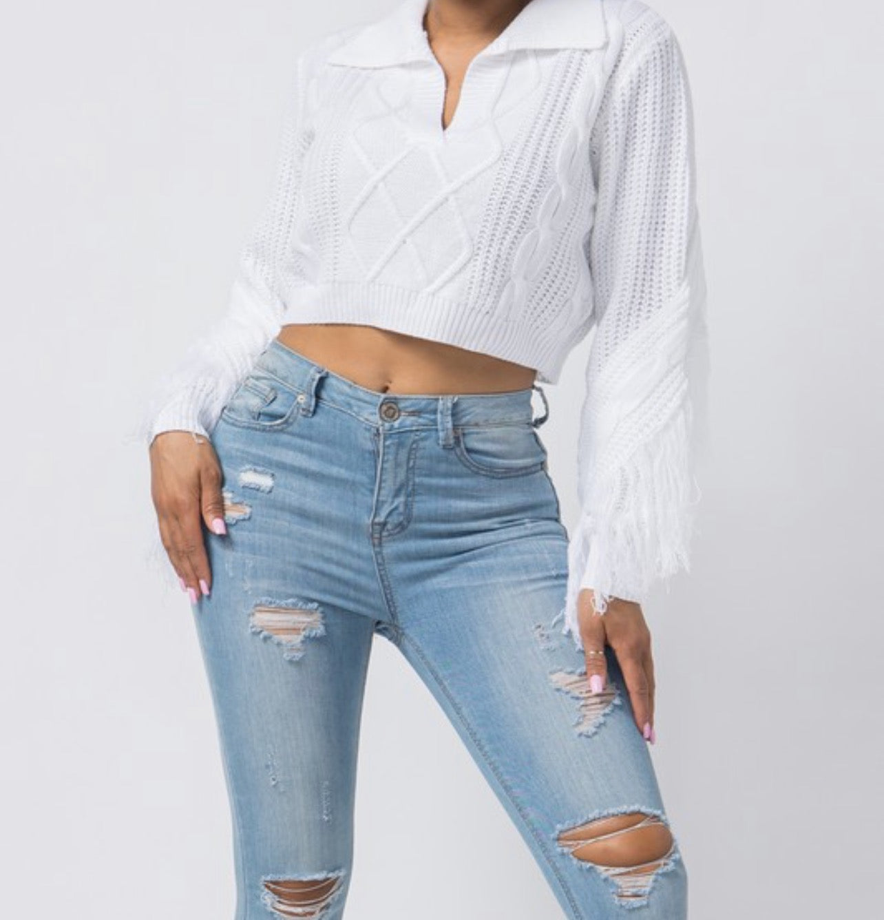 Collar Fringe Top