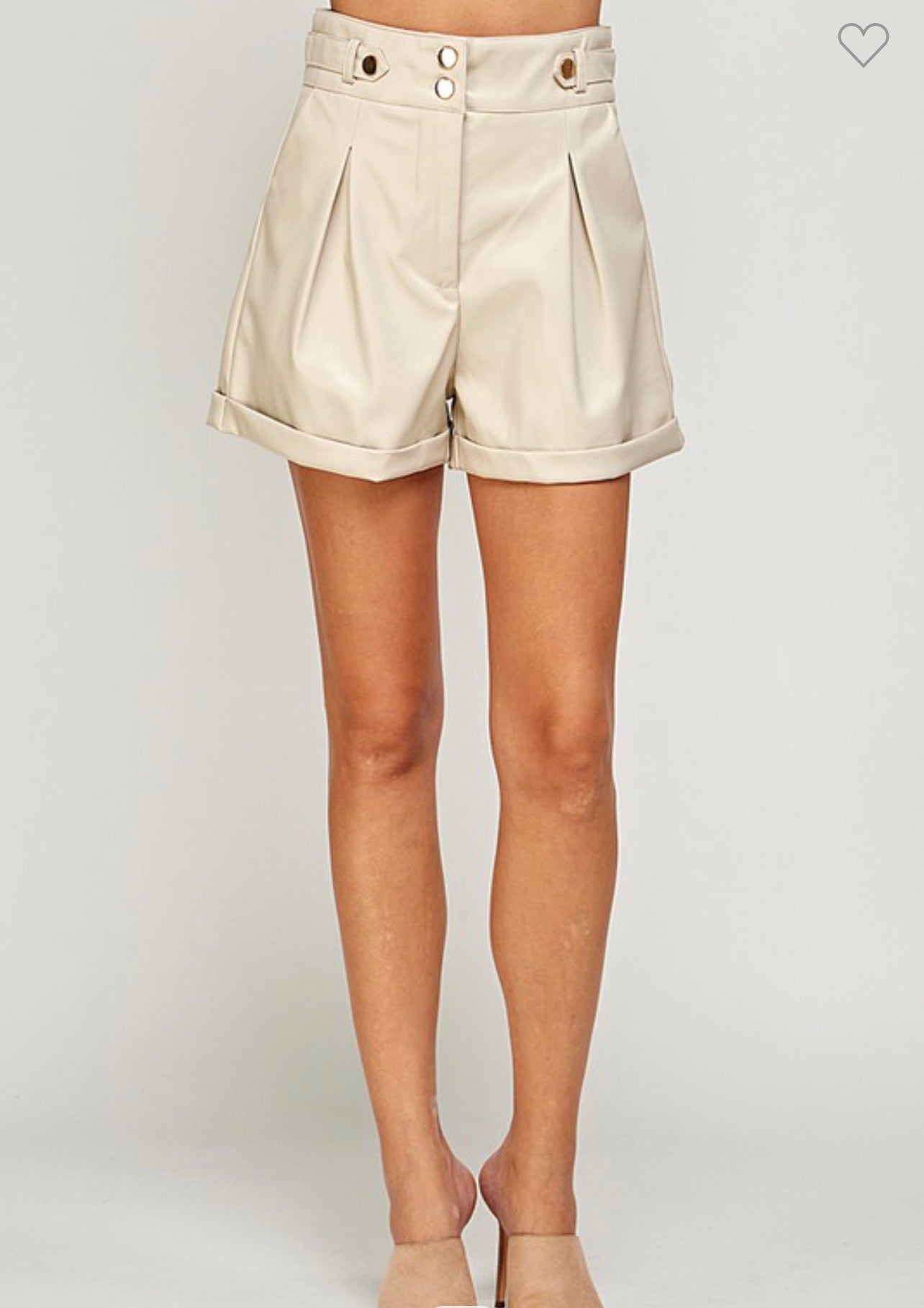 Nude and Olive Leather Shorts