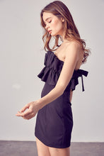 Load image into Gallery viewer, OPEN SHOULDER RUFFLE DETAIL DRESS
