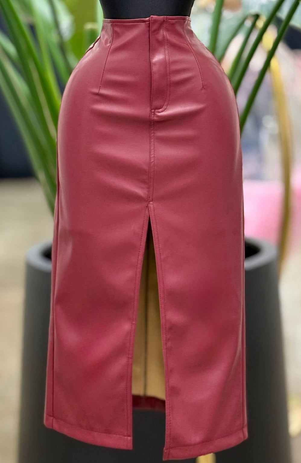 Rere Burgundy Leather Skirt