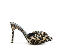 Load image into Gallery viewer, Joelle High Heel Bow Tie Leopard Print Mules
