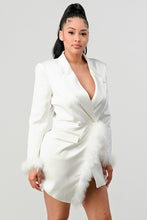 Load image into Gallery viewer, Athina Holiday feathered blazer mini dress
