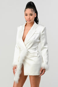 Athina Holiday feathered blazer mini dress