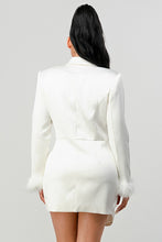 Load image into Gallery viewer, Athina Holiday feathered blazer mini dress
