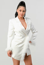 Load image into Gallery viewer, Athina Holiday feathered blazer mini dress
