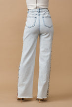 Load image into Gallery viewer, Cut Out At Side w/ Jewel Trim Stretch Denim Jeans
