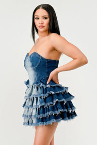 Denim Delight Tiered Ruffle Dress