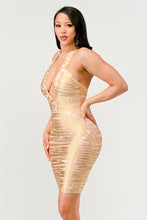 Load image into Gallery viewer, Gold Glamour Bandage  Dress
