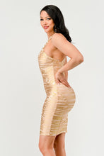 Load image into Gallery viewer, Gold Glamour Bandage  Dress
