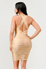 Load image into Gallery viewer, Gold Glamour Bandage  Dress
