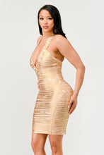 Load image into Gallery viewer, Gold Glamour Bandage  Dress
