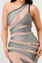 Load image into Gallery viewer, Metallic Bandage Mesh Insert Dress
