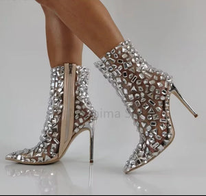 Crystal Diamond PVC Transparent Ankle Boots