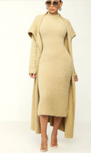 Load image into Gallery viewer, Fuzzy Skim Two-Piece Cardigan Dress Set
