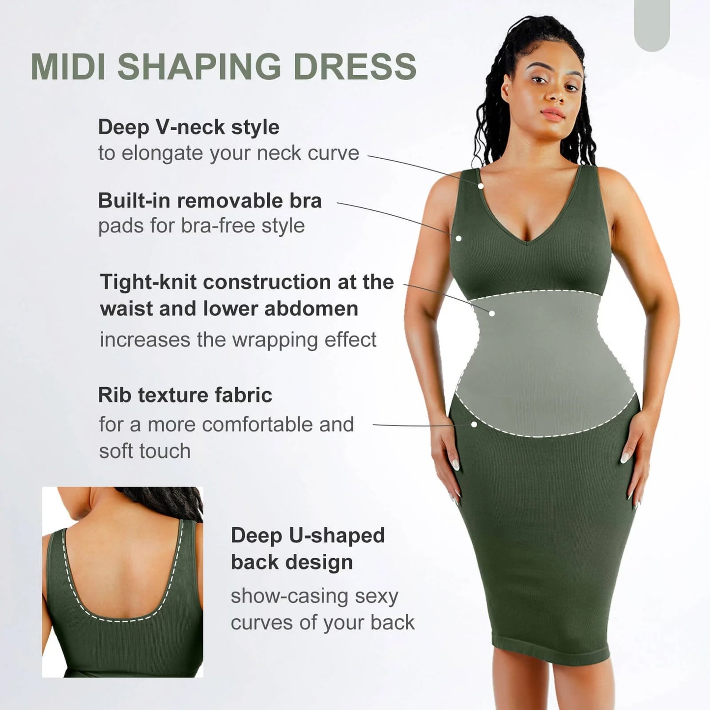 V-sculpt Hourglass Midi Dress