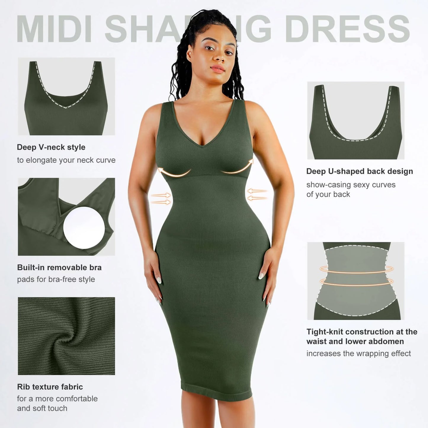 V-sculpt Hourglass Midi Dress