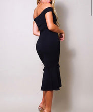 Load image into Gallery viewer, Shadowed Elegance Off-Shoulder Dress
