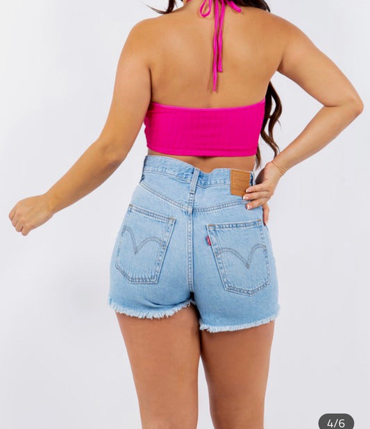 Pink Paradise Halter Crop Top