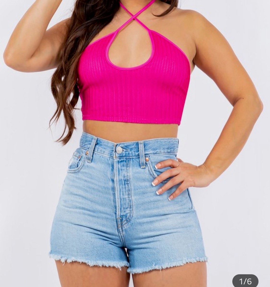 Pink Paradise Halter Crop Top