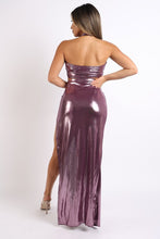 Load image into Gallery viewer, Foil Surplice Halter Top and Opened Maxi Skirt
