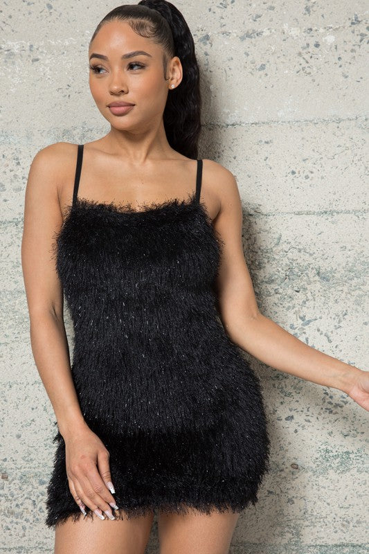 SHAGGY STYLE BODYCON MINI DRESS