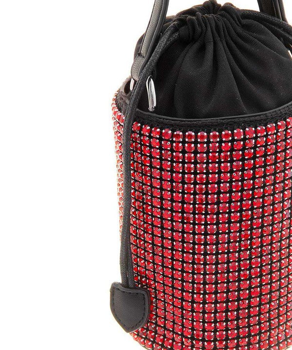 Rhinestone Cylinder Drawstring CrossbodyBag