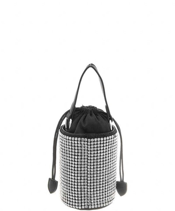 Rhinestone Cylinder Drawstring CrossbodyBag